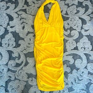 Yellow halter mini dress